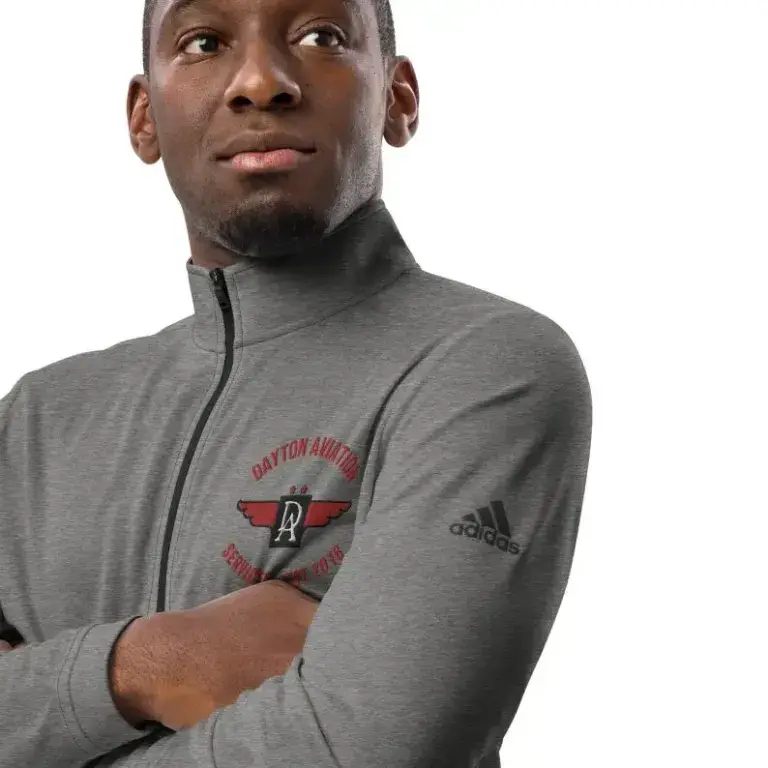 Black heather Adidas quarter zip pullover detail